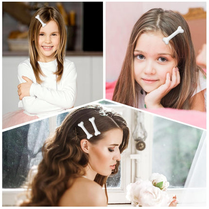 6 PCS Bone Clips, Cute Dog Bone Hair Clip Halloween White Hairpins Side Hairs Accessories for Women Girls Christmas Cosplay Costume Party Daily Wear, Holiday Celebrations.