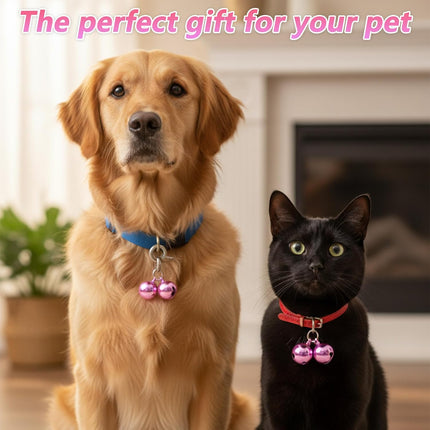 2 PCS Pet Bells for Collar Small Bell for Dog Cat Collar Bells Only Loud Training Pendant Accessories Stainless Steel Collars Charm with Heavy Duty Snap Clips for Dogs Kitty Puppy Pet (Purple).