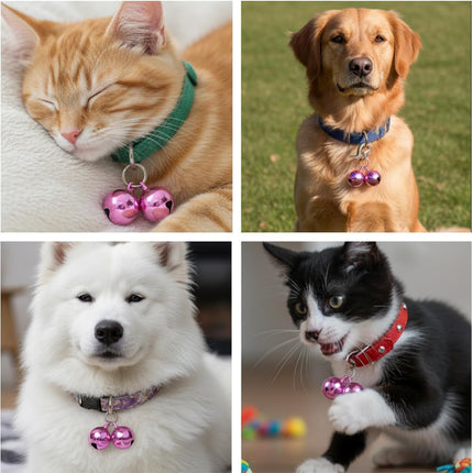 2 PCS Pet Bells for Collar Small Bell for Dog Cat Collar Bells Only Loud Training Pendant Accessories Stainless Steel Collars Charm with Heavy Duty Snap Clips for Dogs Kitty Puppy Pet (Purple).