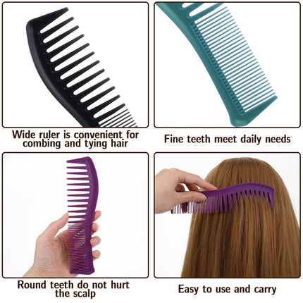 5 Pcs Comb Set Wide Tooth Combs for Hair Styling Detangling Double Sided Wide And Fine Tooth Comb All Purpose Hairstyle Shower Combs for Women Men Thin Thick Straight Hair (5 Colors).
