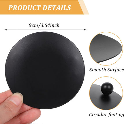 2 Pcs Black Short Candle Holder Candle Coasters 3.54" Flat Pillar Candles Coaster Decorative Iron Pillar Candles Plate for Incense Cones Spa Weddings (Black).