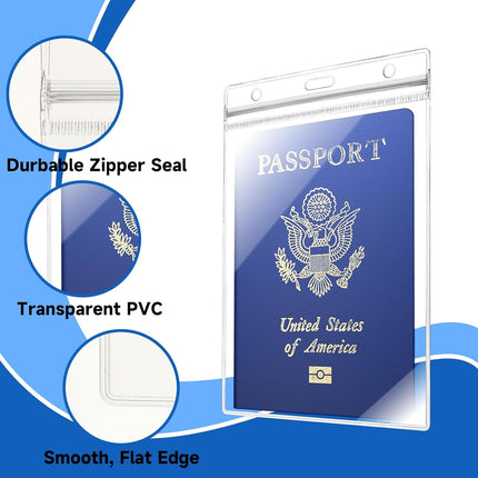 10 Pack Clear Plastic Passport Cover Holder, ID Card Holders Passports Protector, Badge Cover for Travel, Name Badges, ID, Credit Card, License (Passport Holder).