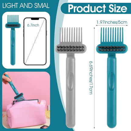 2 Pack 2-in-1 Hair Brush Cleaning Tool Hair Brush Cleaner and Remover Tool Dual-Sided Hairbrush Clean Tools for Removing Hairs and Dust Perfect for Home Salon Travel Use (Green Grey).