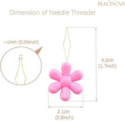 Embroidery Needle Threader Tool 5pcs Plastic Flower Head Sewing Machine Needle Threader for Hand Sewing Cross Stitch Craft Knitting Quilting (5pcs, Mix Colors).