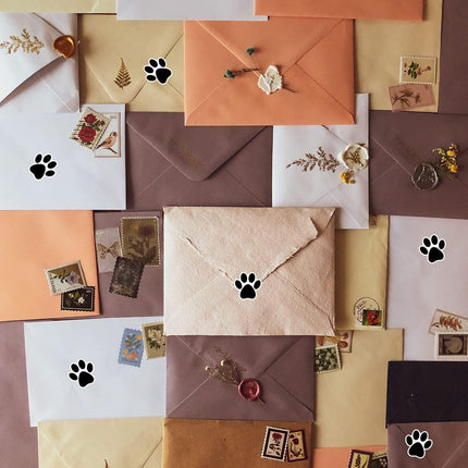 STARLIBOO Paw Print Stickers, 1.5 inch Dog Paw Stickers, 600pcs Puppy Paws Sticker, Clues Paws Print Sticker(Perforation Line/Black).