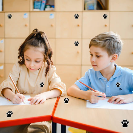 STARLIBOO Paw Print Stickers, 1.5 inch Dog Paw Stickers, 600pcs Puppy Paws Sticker, Clues Paws Print Sticker(Perforation Line/Black).