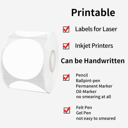 STARLIBOO White Dot Stickers, 2 inch Circle Garage Sale Stickers, 350Pcs Round Price Labels Sticker, Writable Not Blurry for Yard Sale, DO NOT Support Thermal Printing.