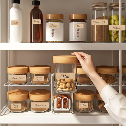 Kraft Label Stickers Removable Writable Gift Labels, Self-Adhesive Brown Labels for Essential Oil Bottle, Jars, Food Storage or Gift Decoration (2 Size, 300 Sheet).