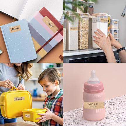 Kraft Label Stickers Removable Writable Gift Labels, Self-Adhesive Brown Labels for Essential Oil Bottle, Jars, Food Storage or Gift Decoration (2 Size, 300 Sheet).