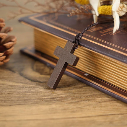 Natural Wooden Cross Necklace for Men&Woman, Crucifix Necklace Men&Woman, Bulk Wooden Small Crosses Gifts for Bible Verse Easter Party Favor, Cross for Car Mirror Hanging Pendant, 1.6In X 1In(12pcs).