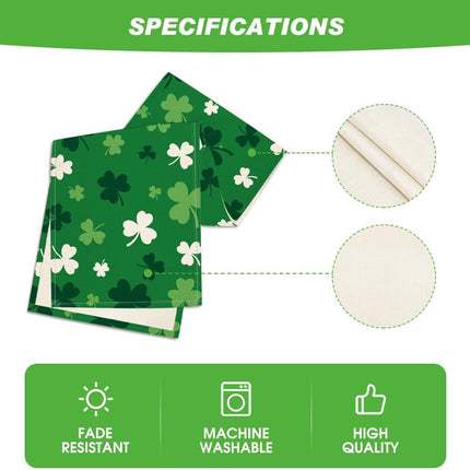 Green Shamrock St. Patrick's Day Table Runner, Seasonal Spring Kitchen Dining Table Decoration for Home Party Decor 13x72 Inch.