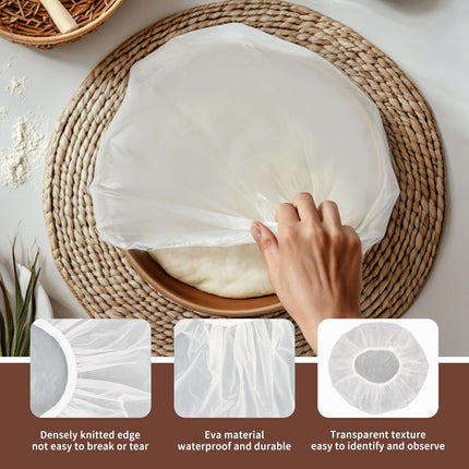 Reusable Bowl Covers for Bread Proofing 2pcs Eva Plastic Bowl Cover Stretch Elastic Food Storage Wrap Shower Caps Sourdough Rising Basket Dough Bread Baking Supplies Making Tools Accessories.