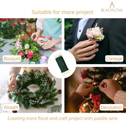 Floral Wire 38 Yards 22 Gauge Paddle Wire for Wreath Making Craft Florist Floral Flower Arrangements Garland.