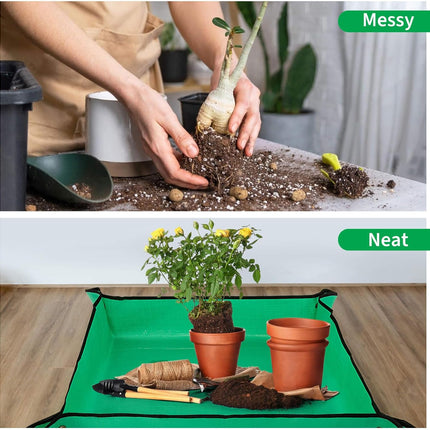 Repotting Mat for Indoor Plants - 26"*26" Plant Potting Tray Transplanting Mat Foldable Waterproof Indoor Gardening Supplies.