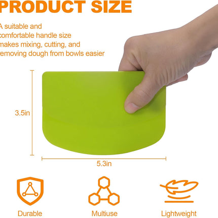 3 Pieces Food Dough Scraper, Plastic Multi - Purpose Kitchen Pastry Cutting Tool, Flexible Bowl Scraper with Curved Edge, Cake Baking Bench Scraper.