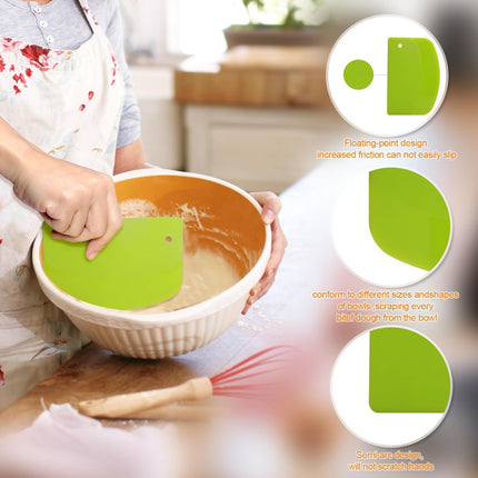 3 Pieces Food Dough Scraper, Plastic Multi - Purpose Kitchen Pastry Cutting Tool, Flexible Bowl Scraper with Curved Edge, Cake Baking Bench Scraper.