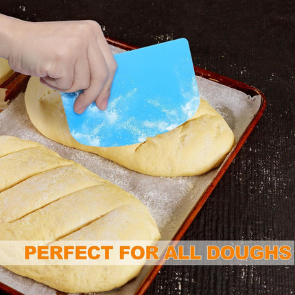 3 Pieces Food Dough Scraper, Plastic Multi - Purpose Kitchen Pastry Cutting Tool, Flexible Bowl Scraper with Curved Edge, Cake Baking Bench Scraper.