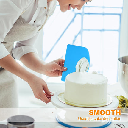 3 Pieces Food Dough Scraper, Plastic Multi - Purpose Kitchen Pastry Cutting Tool, Flexible Bowl Scraper with Curved Edge, Cake Baking Bench Scraper.