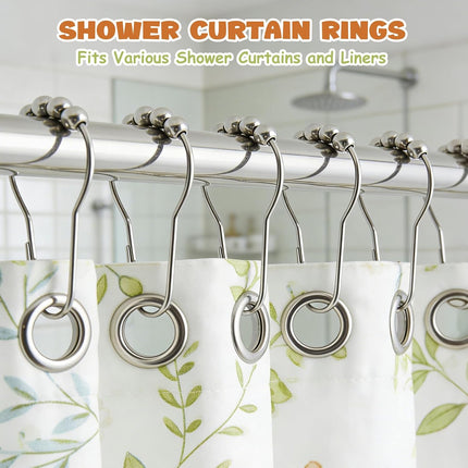 12 Shower Curtain Hooks, Suitable for Bathroom Shower rods for Rust-Proof Decorative Stainless Steel Shower Curtain Hooks, Silver.