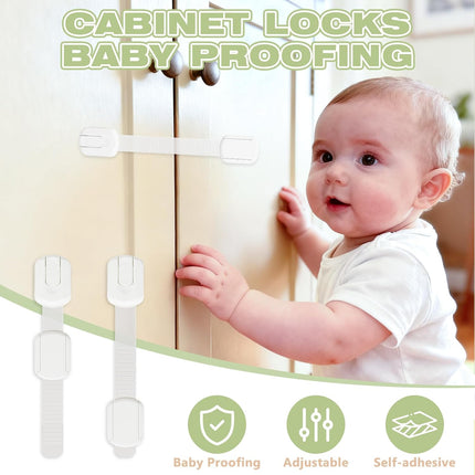 8-pack Child Safety Cabinet Locks, Child-proof Cabinet Locks with 3M Adhesive, No Drilling Required, Multipurpose Baby-proof Cabinet Locks For Drawers, Fridge, Cabinets, Toilet Seat and More.