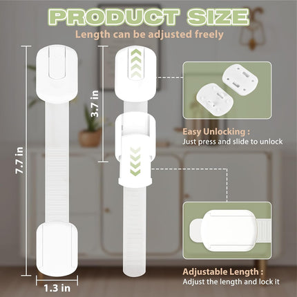 8-pack Child Safety Cabinet Locks, Child-proof Cabinet Locks with 3M Adhesive, No Drilling Required, Multipurpose Baby-proof Cabinet Locks For Drawers, Fridge, Cabinets, Toilet Seat and More.