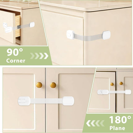8-pack Child Safety Cabinet Locks, Child-proof Cabinet Locks with 3M Adhesive, No Drilling Required, Multipurpose Baby-proof Cabinet Locks For Drawers, Fridge, Cabinets, Toilet Seat and More.