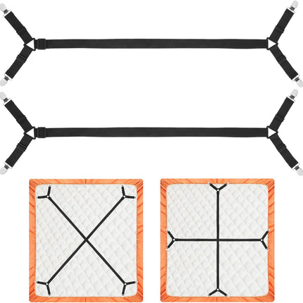 Bed Sheet Holder Straps, 2Pcs Elastic Adjustable Bed Sheet Grippers,Fitted Sheet Holder Keep Sheets in Place, Enhance Sleep Experience, Black.