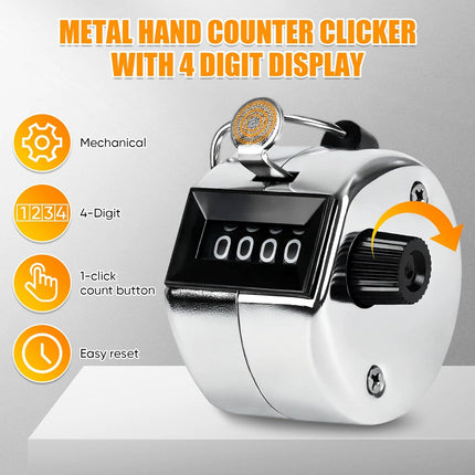 l Handheld Tally Counter, Clicker Counter with 4 Digit Display, Hand Mechanical Counter for Counting, Golf, Baseball, Knitting, Coaching, Fishing and Laps.
