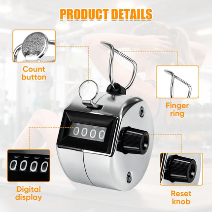 l Handheld Tally Counter, Clicker Counter with 4 Digit Display, Hand Mechanical Counter for Counting, Golf, Baseball, Knitting, Coaching, Fishing and Laps.