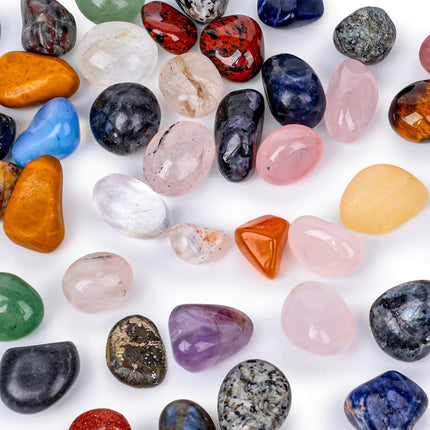 0.5LB Tumbled Stones Assorted, 0.4-0.8inch Natural Rocks Tumbled Gemstones Tumbled Chips Crystals for Healing Reiki Meditation Home Decoration Vases.