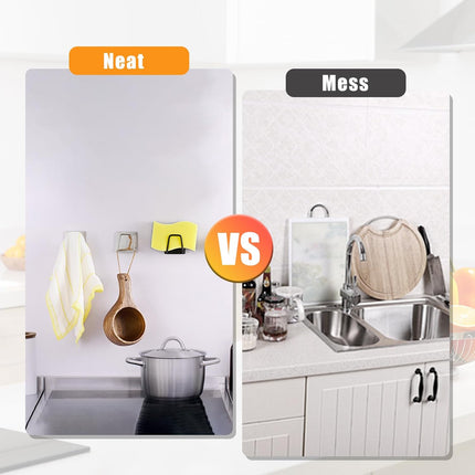 2-Pack Stainless Steel Sponge Holder for Kitchen Sink - Rustproof Brushed SUS304 Sponge Caddy Organizer, Wall/Surface Mount, Drainage Design, Clutter-Free Storage.