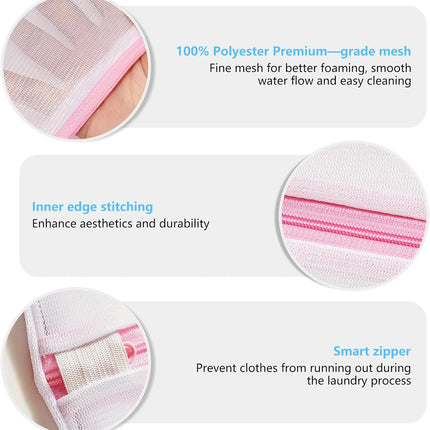 4Pcs Mesh Laundry Bags, Lingerie Bags for Washing Delicates,Mesh Wash Bags for Toy Storage & Cleaning, Travel Storage Organizer Bag, Dorm Room Essentials (1 Large, 1 Medium, 2 Small) (Fine Net).