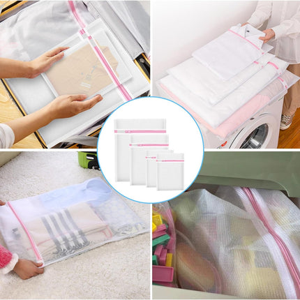 4Pcs Mesh Laundry Bags, Lingerie Bags for Washing Delicates,Mesh Wash Bags for Toy Storage & Cleaning, Travel Storage Organizer Bag, Dorm Room Essentials (1 Large, 1 Medium, 2 Small) (Fine Net).