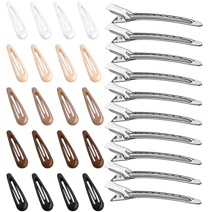 30PCS Hair Clips for Women, Girls & Hair Pins: l Non-Slip 20 Mini 1.89" Snap & 10 Large 3.5" Alligator & Duckbill Sectioning Clips, Salon Styling & Kids Hairstyle Use (Multi-Color).