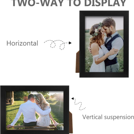 2 Pack 5x7 Picture Frame, Black Picture Frame for Wall and Tabletop Display, Resistant Plastic Photo with Clear Plexiglass for Vertical or Horizontal Display.