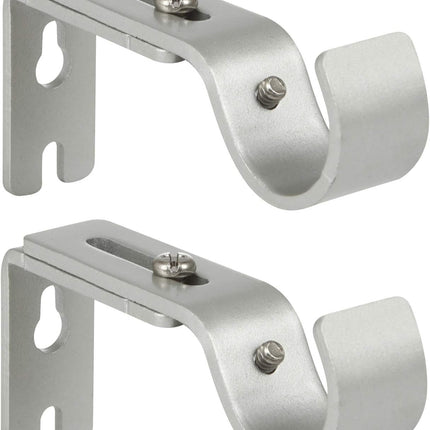 Heavy Duty Adjustable Curtain Rod Brackets Rod Holders for 1 Inch Rod, Silver Color, (Set of 2).