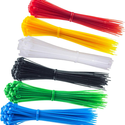 8 Inch Zip Ties (Tying Length 6.7"), 120pcs Nylon Cable Ties, 6 Multi-colors.