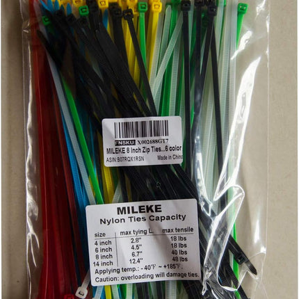 8 Inch Zip Ties (Tying Length 6.7"), 120pcs Nylon Cable Ties, 6 Multi-colors.