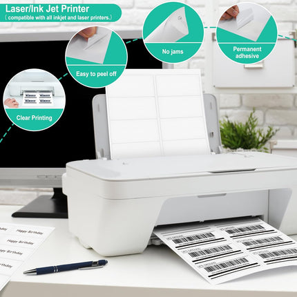 30 Sheets 10 per Page Label Papers, 2 x 4 in Shipping Address Mailing Labels, Printable White Sticker Labels for Inkjet & Laser Printer - Matte.