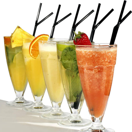 Flexible Plastic Straws Bendable for Drinking, Diameter 5 MM Length 21 CM (8.27 Inches), 100 PCS, Black, Standard Length.