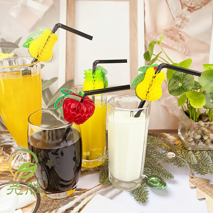 Flexible Plastic Straws Bendable for Drinking, Diameter 5 MM Length 21 CM (8.27 Inches), 100 PCS, Black, Standard Length.