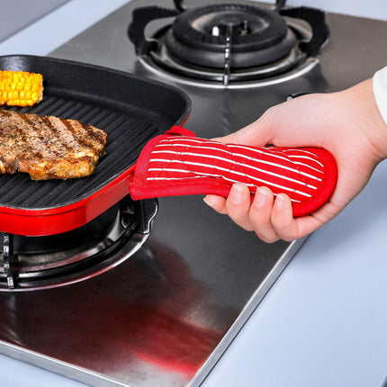 Cast Iron Skillet Handle Covers,Pot Handle Covers Heat Resistant,Pot Holders for Kitchen Heat Resistant,Machine Washable Handle Mitts 2 PCS(Striped).