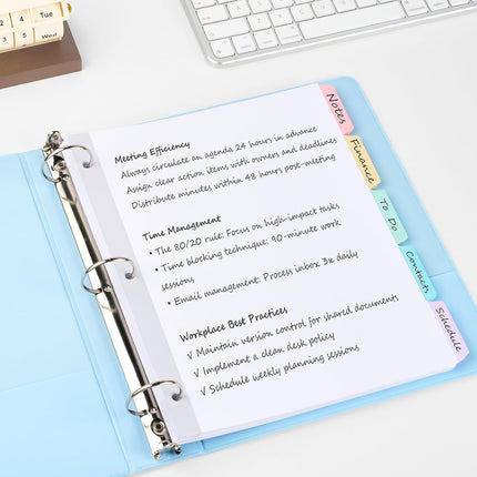 Blank Writable Binder Dividers, 1/5 Cut Tabs, 3 Hole Punch Dividers with Reinforced Edge, Binder Dividers with Multicolor Tabs, Letter Size, 3 Sets, 15 Dividers.
