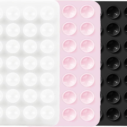 3 PCS Double Sided Phone Suction Pad,Sticky Phone Case for Wall ands-Free Fidget Toy Mirror Shower,Suction Cup Holder for Car Mobile Power Supplies (Black White Pink).