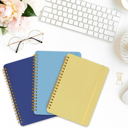 3 PCS Small Spiral Notebook 5x7, Notebooks for Note Taking, Blue Color Scheme Spiral Journal Notebook, Work Notebook Small Notebooks 5x7 with Strap, Cute Notebooks for Women 70 Sheets/Note Books.