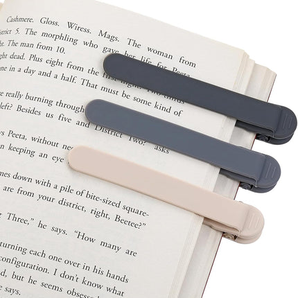 3Pcs Automatic Bookmark, Silicone Smart Book Marks for Reading Women, Men, Kids,Cute Unique Book Markers Bookmark Clip Reading Accessories Gifts for Book Lovers (1 Dark Grey+1 Light Grey+1 Beige).