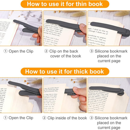 3Pcs Automatic Bookmark, Silicone Smart Book Marks for Reading Women, Men, Kids,Cute Unique Book Markers Bookmark Clip Reading Accessories Gifts for Book Lovers (1 Dark Grey+1 Light Grey+1 Beige).