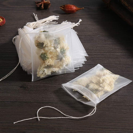 50 Pcs Tea Filter Bags Disposable Tea Bags for Loose Tea Herb Spice Empty Mesh Small Drawstring Seal Infuser Strainer Diy Bath Tea Bags Sachets (2.36x2.75inch).