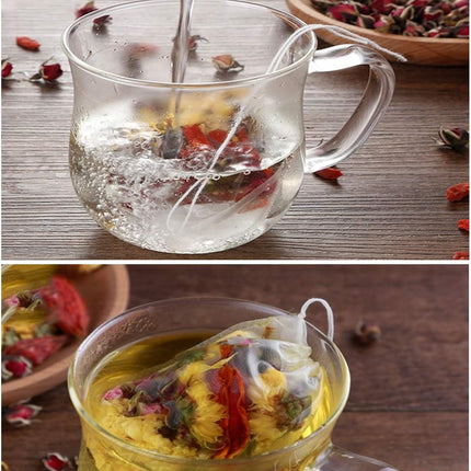 50 Pcs Tea Filter Bags Disposable Tea Bags for Loose Tea Herb Spice Empty Mesh Small Drawstring Seal Infuser Strainer Diy Bath Tea Bags Sachets (2.36x2.75inch).