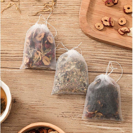 50 Pcs Tea Filter Bags Disposable Tea Bags for Loose Tea Herb Spice Empty Mesh Small Drawstring Seal Infuser Strainer Diy Bath Tea Bags Sachets (2.36x2.75inch).